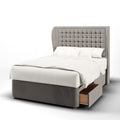 Hudson Small Cubic Border Middle Curve Wing Bespoke Headboard Divan Base Storage Bed with Mattress Options-Divan Bed-Chic Concept