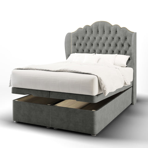Amelia Chesterfield Fabric Upholstered Solitaire Winged Headboard with Ottoman Storage Bed & Mattress Options-mws_apo_generated-Chic Concept