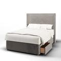 Verona Plain Studded Border Straight Wing Bespoke Headboard Divan Base Storage Bed with Mattress Options-Divan Bed-Chic Concept