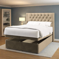 Savoy Chesterfield Buttoned Fabric Upholstered Serenity Winged Headboard with Ottoman Storage Bed & Mattress Options-Ottoman Bed-Chic Concept