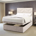 Descent Chevron Design Fabric Upholstered Tall Headboard with Ottoman Storage Bed & Mattress Options-mws_apo_generated-Chic Concept