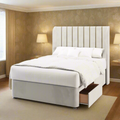 Durham Vertical Panel Metal Gold Strip Top Curve Wing Bespoke Headboard Divan Base Storage Bed with Mattress Options-mws_apo_generated-Chic Concept