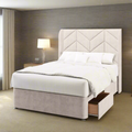 Ascent Chevron Design Top Curve Wing Bespoke Headboard Divan Base Storage Bed with Mattress Options-Divan Bed-Chic Concept