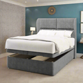 Quadrant Fabric Upholstered Solitaire Winged Headboard with Ottoman Storage Bed & Mattress Options-Ottoman Bed-Chic Concept