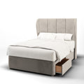 Brooklyn 4 Panel Middle Curve Wing Bespoke Headboard Divan Base Storage Bed with Mattress Options-Divan Bed-Chic Concept