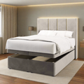 Brooklyn Four Panel Gold Strip Fabric Upholstered Serenity Winged Headboard with Ottoman Storage Bed & Mattress Options-mws_apo_generated-Chic Concept