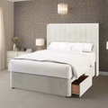 Durham Vertical Panel Top Curve Wing Bespoke Headboard Divan Base Storage Bed with Mattress Options-Divan Bed-Chic Concept