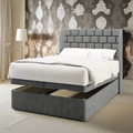 Brick Design Fabric Upholstered Sierra Winged Headboard with Ottoman Storage Bed & Mattress Options-Ottoman Bed-Chic Concept