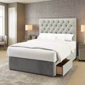 Savoy Chesterfield Buttoned Fabric Upholstered Tall Headboard with Divan Bed Base & Mattress Options-Divan Bed-Chic Concept