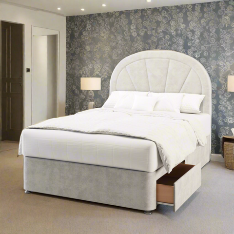 Sienna Arched Border Vertical Panels Bespoke Headboard Divan Bed Base with Mattress Options-Divan Bed-Chic Concept