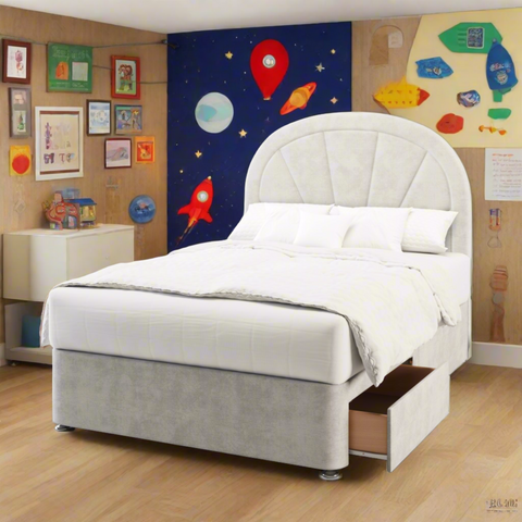 Sienna Arched Border Vertical Panels Bespoke Headboard Kids Divan Bed Base with Mattress Options-Divan Bed-Chic Concept