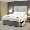 York Three Panel Metal Gold Strip Tall Headboard Divan Base Storage Bed & Mattress Options-Divan Bed-Chic Concept