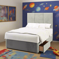 York Three Panels Fabric Upholstered Tall Headboard with Kids Divan Bed Base & Mattress Options-Divan Bed-Chic Concept