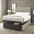 Verona Plain Studded Border Fabric Upholstered Tall Headboard with Ottoman Storage Bed & Mattress Options-mws_apo_generated-Chic Concept