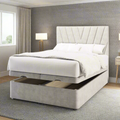 Victory Fabric Upholstered Tall Headboard with Ottoman Storage Bed & Mattress Options-Ottoman Bed-Chic Concept