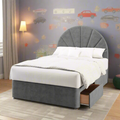 Bilbao Half Moon Vertical Lines Headboard Kids Divan Bed Base with Mattress Options-Divan Bed-Chic Concept