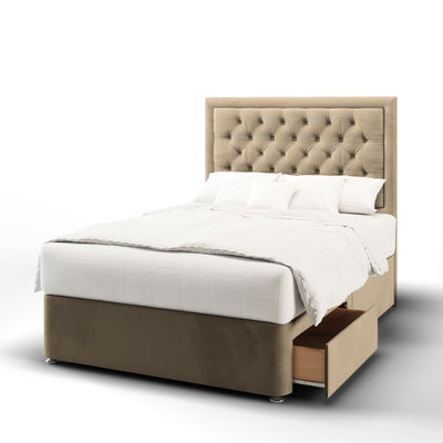 Savoy Chesterfield Buttoned Border Headboard Kids Divan Bed Base with Mattress Options-Divan Bed-Chic Concept