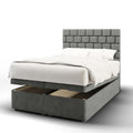 Brick Design Fabric Upholstered Tall Headboard with Ottoman Storage Bed & Mattress Options-Ottoman Bed-Chic Concept