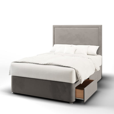 Victoria Plain Border Tall Headboard Kids Divan Bed Base with Mattress Options-Divan Bed-Chic Concept