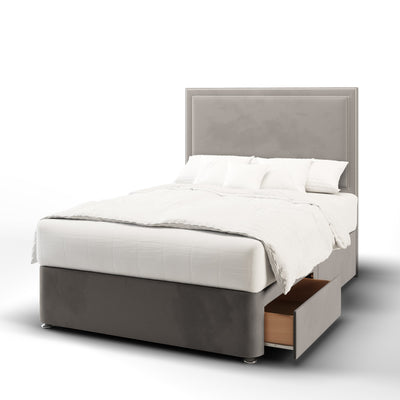 Verona Plain Studded Border Tall Headboard Kids Divan Bed Base with Mattress Options-Divan Bed-Chic Concept
