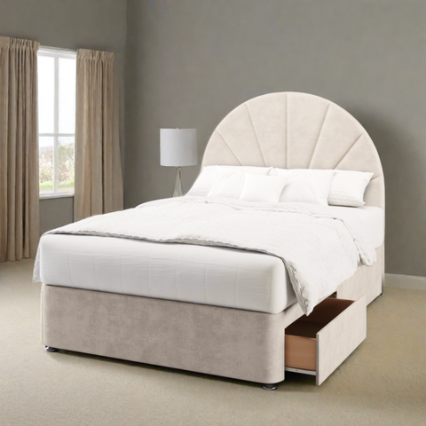 Bilbao Half Moon Vertical Lines Headboard Divan Bed Base with Mattress Options-Divan Bed-Chic Concept