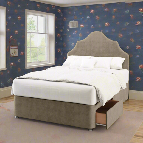 Ophelia Curved Headboard Kids Divan Bed Base with Mattress Options-Divan Bed-Chic Concept