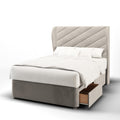 Athens Diagonal Panel Middle Curve Wing Bespoke Headboard Divan Base Storage Bed with Mattress Options-Divan Bed-Chic Concept