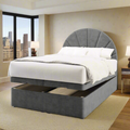 Bilbao Half Moon Vertical Lines Fabric Upholstered Tall Headboard with Ottoman Storage Bed & Mattress Options-mws_apo_generated-Chic Concept