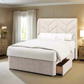 Descent Chevron Design Top Curve Wing Bespoke Headboard Divan Base Storage Bed with Mattress Options-Divan Bed-Chic Concept