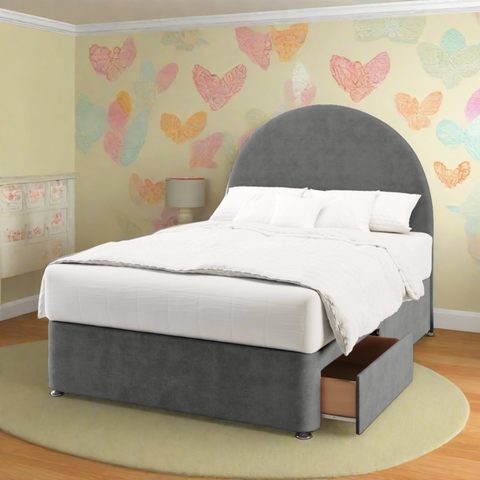 Milano Half Moon Plain Headboard Kids Divan Bed Base with Mattress Options-Divan Bed-Chic Concept