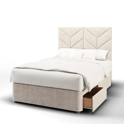 Chevron Downwards Design Bespoke Tall Headboard Kids Divan Bed Base with Mattress Options-Divan Bed-Chic Concept