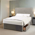 Valencia Plain Middle Curve Wing Bespoke Headboard Divan Base Storage Bed with Mattress Options-Divan Bed-Chic Concept