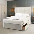 Bella Vertical Panel Border Middle Curve Wing Bespoke Headboard Divan Base Storage Bed with Mattress Options-Divan Bed-Chic Concept