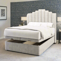 Coco Art Deco Fabric Upholstered Solitaire Winged Headboard with Ottoman Storage Bed & Mattress Options-Ottoman Bed-Chic Concept
