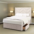 Descent Chevron Design Straight Wing Bespoke Headboard Divan Base Storage Bed with Mattress Options-Divan Bed-Chic Concept