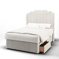 Lisbon Art Deco Middle Curve Wing Bespoke Headboard Divan Base Storage Bed with Mattress Options-Divan Bed-Chic Concept