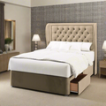 Haven Chesterfield Border Middle Curve Wing Bespoke Headboard Divan Base Storage Bed with Mattress Options-Divan Bed-Chic Concept