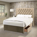 Savoy Chesterfield Middle Curve Wing Bespoke Headboard Divan Base Storage Bed with Mattress Options-Divan Bed-Chic Concept