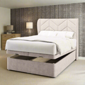 Ascent Chevron Fabric Upholstered Solitaire Winged Headboard with Ottoman Storage Bed & Mattress Options-Ottoman Bed-Chic Concept