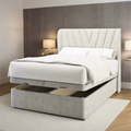 Victory Fabric Upholstered Solitaire Winged Headboard with Ottoman Storage Bed & Mattress Options-Ottoman Bed-Chic Concept