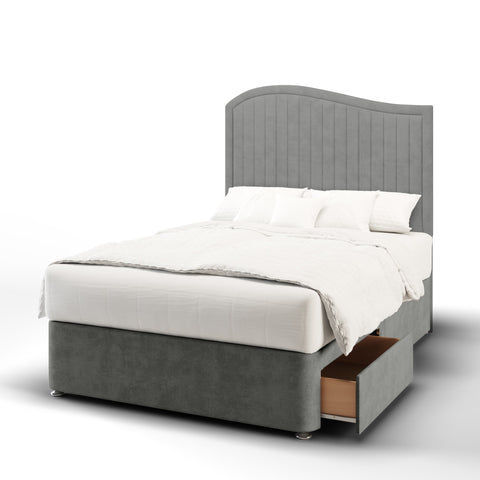 Wave Vertical Lines Border Headboard Kids Divan Bed Base with Mattress Options-Divan Bed-Chic Concept