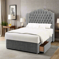 Amelia Chesterfield Middle Curve Wing Bespoke Headboard Divan Base Storage Bed with Mattress Options-Divan Bed-Chic Concept