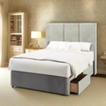 York 3 Panel Metal Gold Strip Straight Wing Bespoke Headboard Divan Base Storage Bed with Mattress Options-Divan Bed-Chic Concept