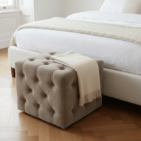 Chesterfield Deep Buttoned Cube Footstool-Footstool-Chic Concept