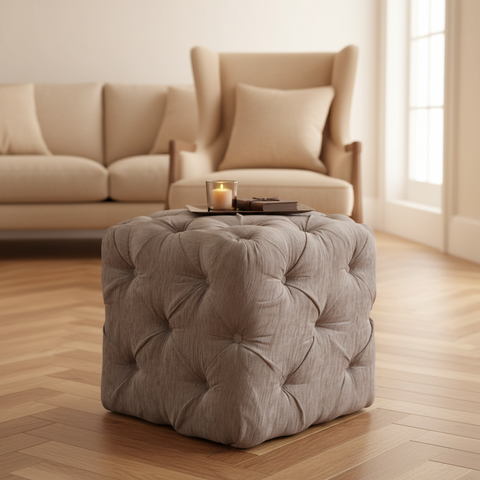 Chesterfield Deep Buttoned Cube Footstool-Footstool-Chic Concept