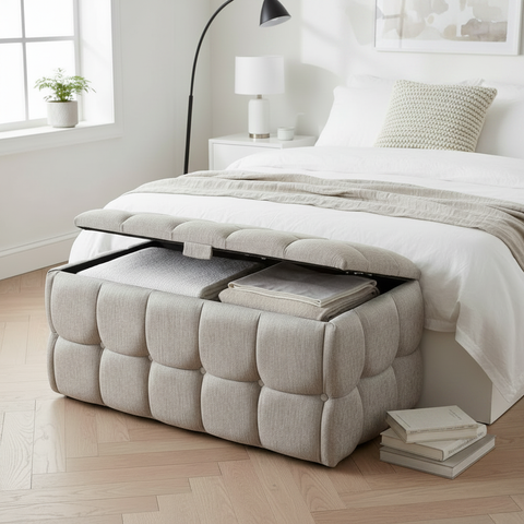 4 Sided Cubic Ottoman Storage Box-Ottoman Box-Chic Concept