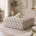 Large Square Chesterfield Buttoned Footstool-Footstool-Chic Concept