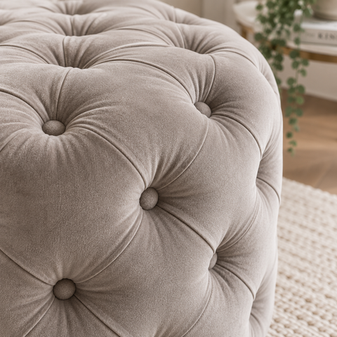 Round Chesterfield Deep Buttoned Footstool-Footstool-Chic Concept