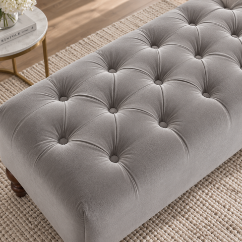 Chesterfield Deep Buttoned Upholstered Footstool-Footstool-Chic Concept