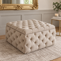 Small Square Chesterfield Buttoned Footstool-Footstool-Chic Concept